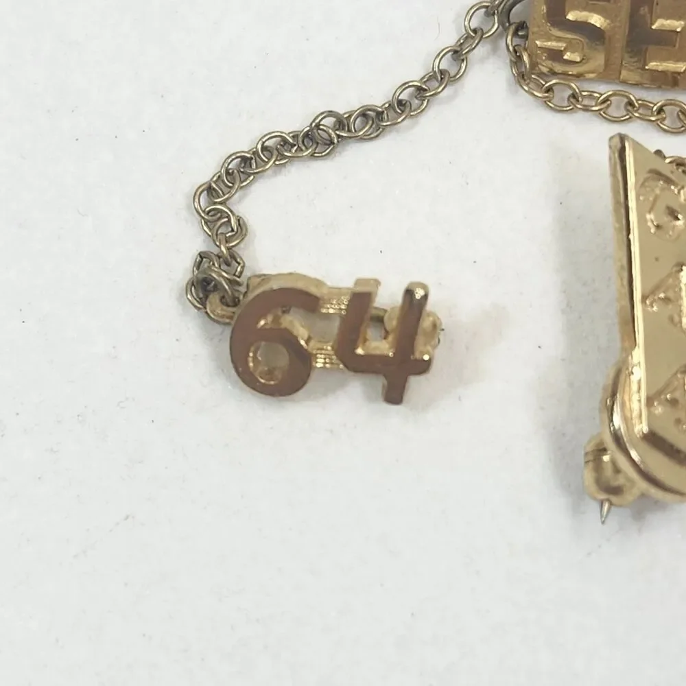 1964 GAA Girls Athletic Association Secretary SEC Pin Chain Year Guard Vintage